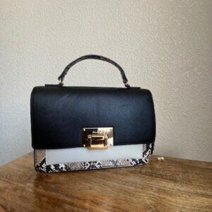 Aldo Color Block Snake Print Satchel with Chain Strap & Coin Purse